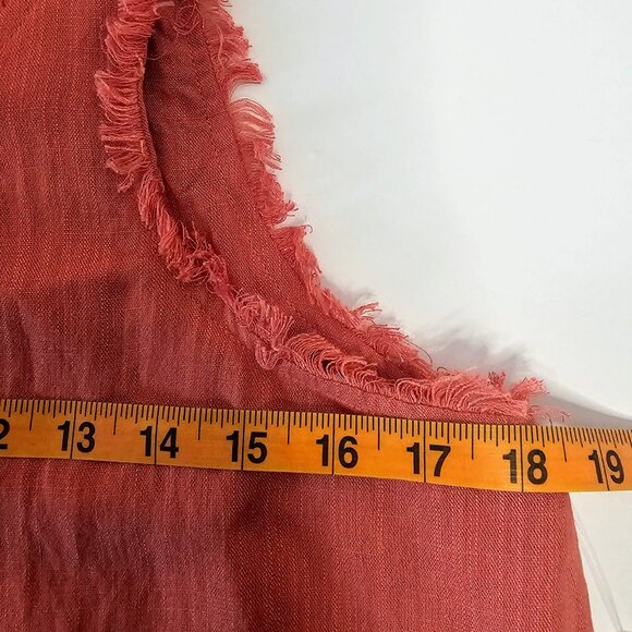 NWT ALTAR'D STATE CROP TANK  DEEP CORAL GAUZE DOUBLE LAYER FRAY EDGE SZ SM - Picture 10 of 11